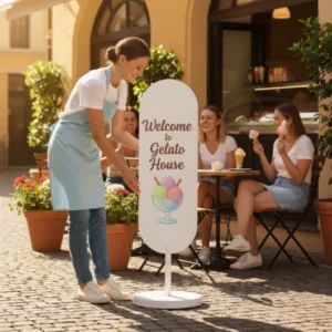 Oval Freestanding Curve Sign Banner House Perth
